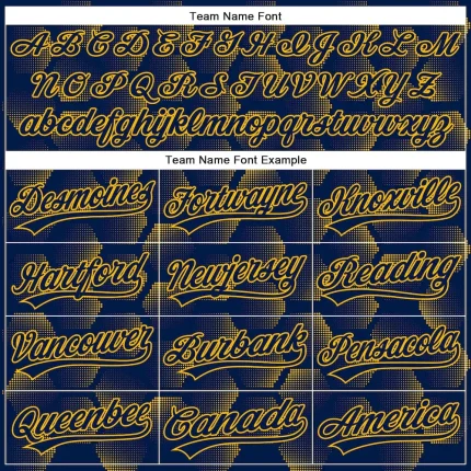 Custom Navy Gold 3D Pattern Design Halftone Geometric Shapes Authentic Baseball Jersey - Image 4