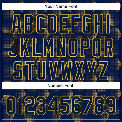 Custom Navy Gold 3D Pattern Design Halftone Geometric Shapes Authentic Baseball Jersey - Image 5