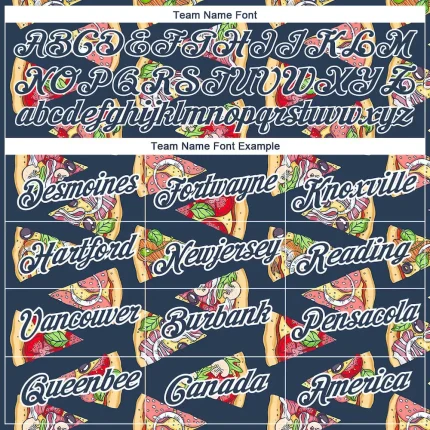 Custom US Navy Blue White 3D Pattern Design Food Pizza Performance T-Shirt - Image 3
