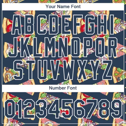 Custom US Navy Blue White 3D Pattern Design Food Pizza Performance T-Shirt - Image 4