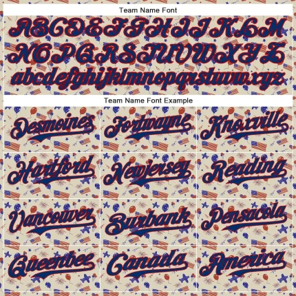 Custom Cream US Navy Blue-Red 3D American Flag Authentic Baseball Jersey - Image 4