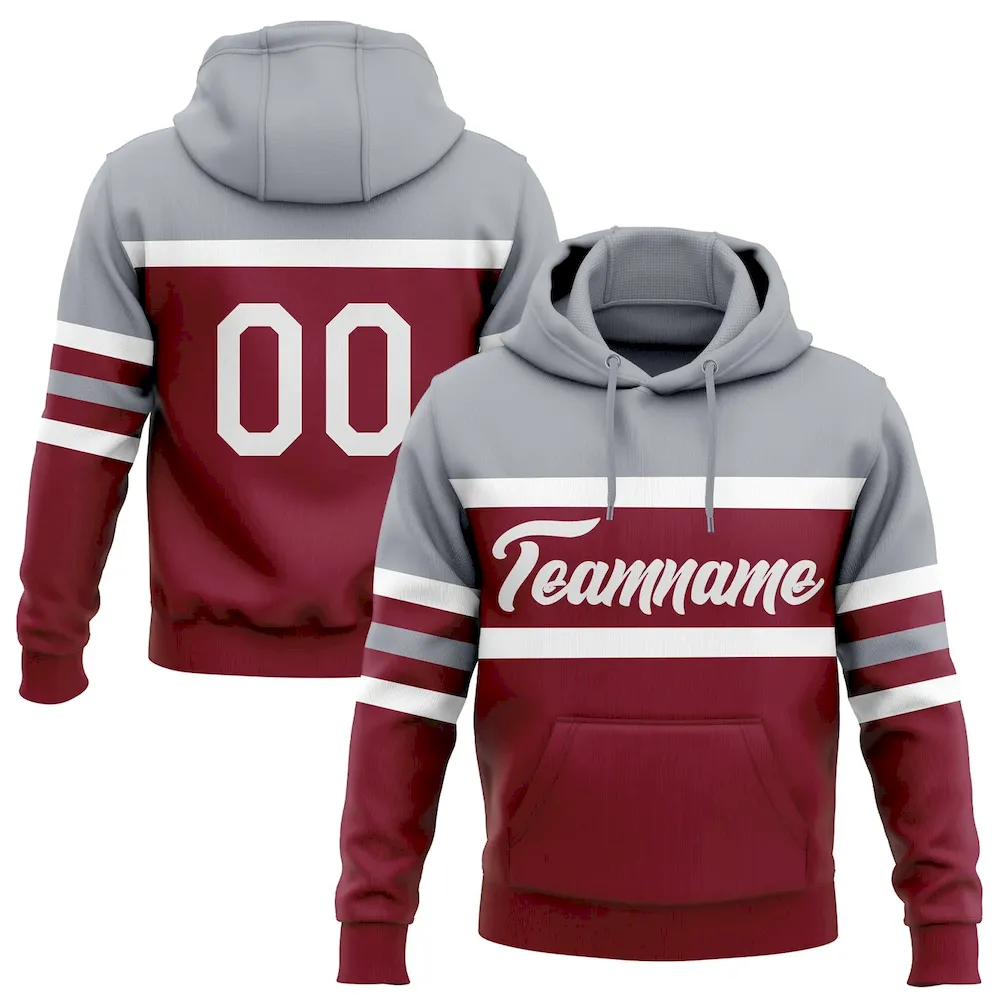 3DPattern5446.webp Custom Stitched Crimson White-Gray Line Sports Pullover Sweatshirt Hoodie - Image 1