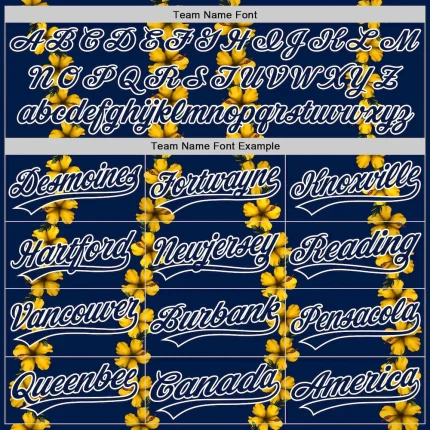Custom Navy White 3D Tropical Hawaii Flower Authentic Baseball Jersey - Image 4