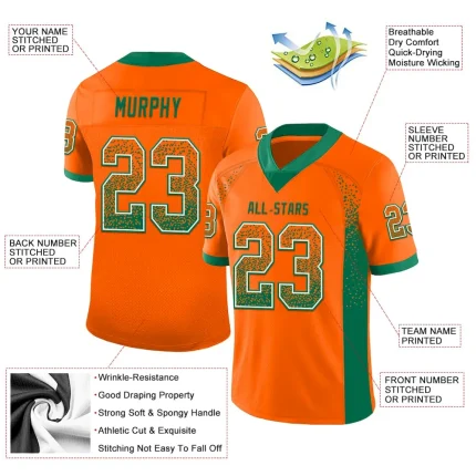 Custom Orange Kelly Green-White Mesh Drift Fashion Football Jersey - Image 3