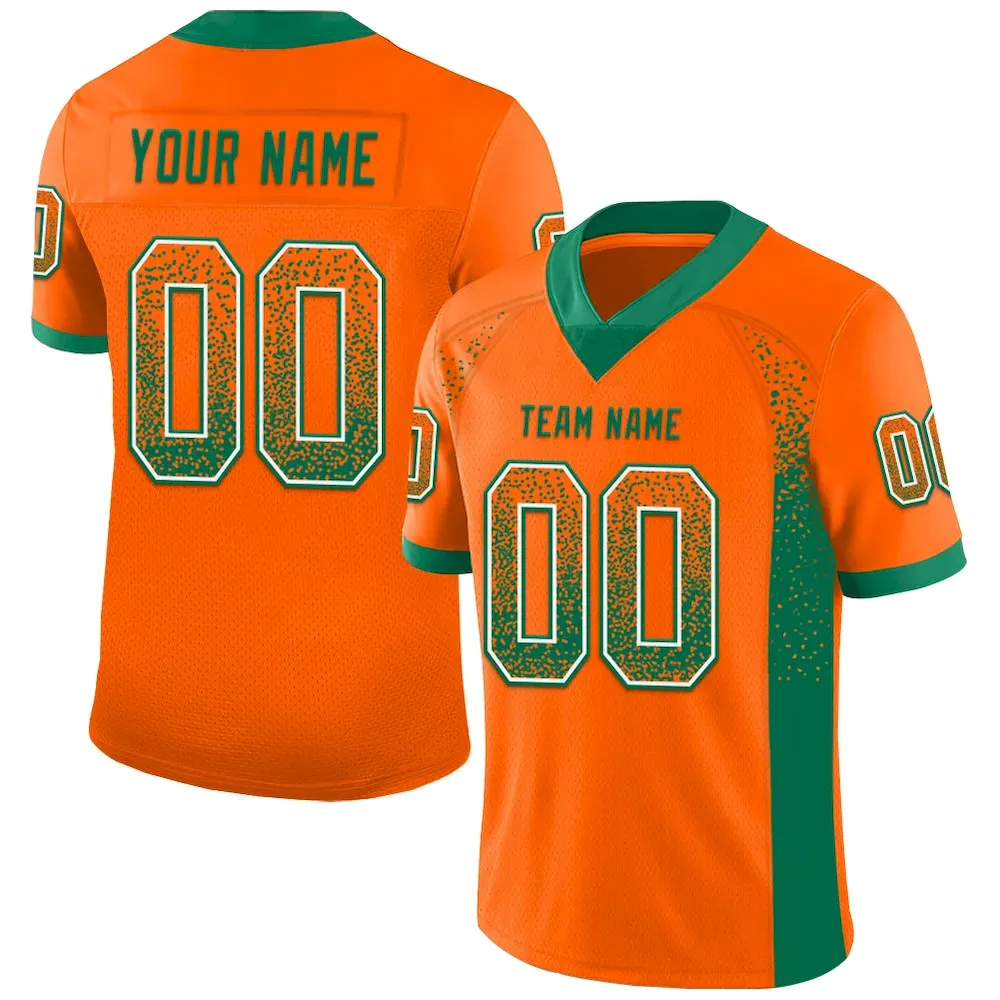 Drift0117.webp Custom Orange Kelly Green-White Mesh Drift Fashion Football Jersey - Image 1