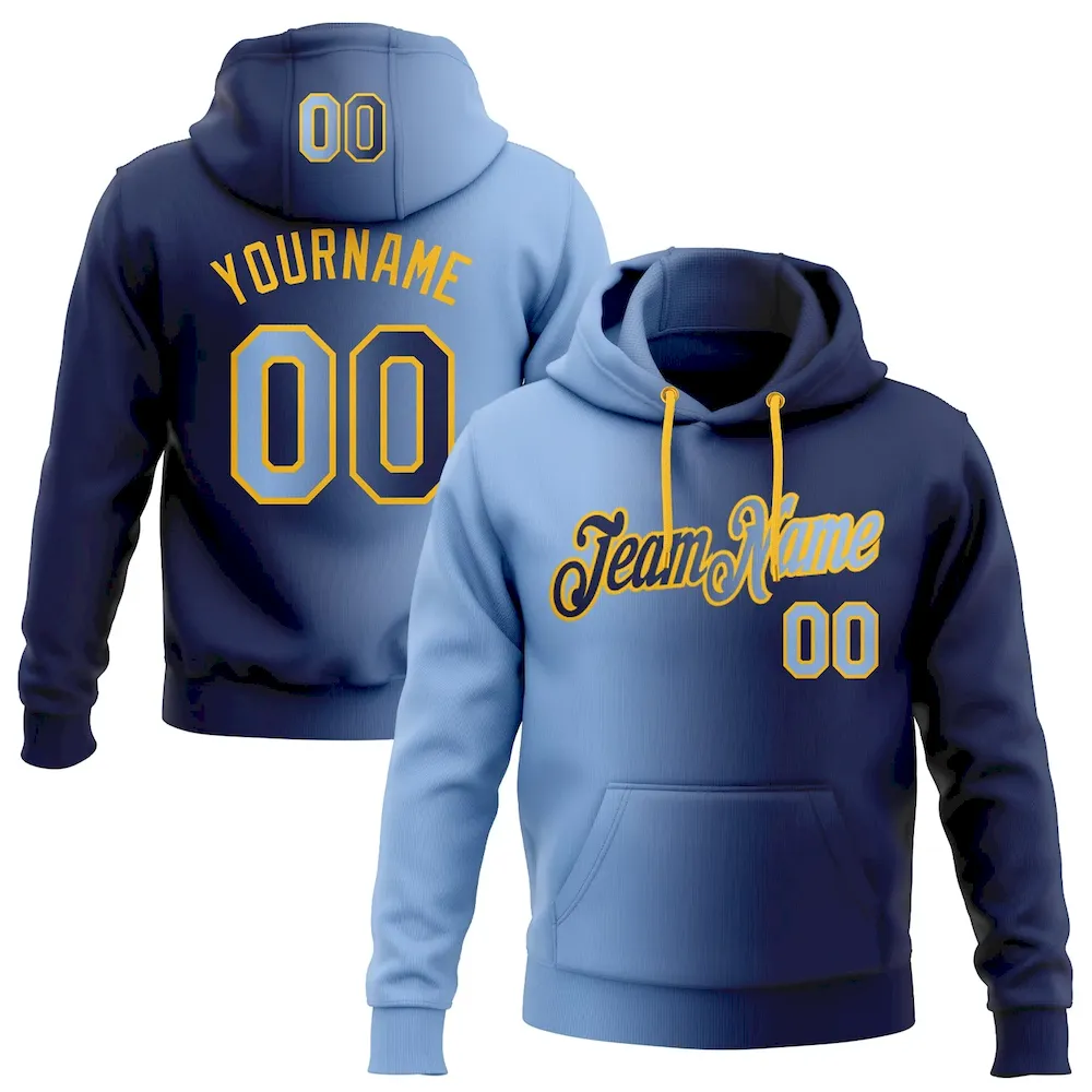 Gradient0124.webp Custom Stitched Navy Light Blue-Gold Gradient Fashion Sports Pullover Sweatshirt Hoodie - Image 1