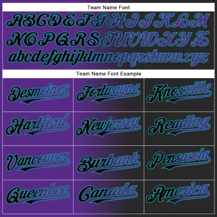 Custom Black Purple-Teal Authentic Gradient Fashion Baseball Jersey - Image 4
