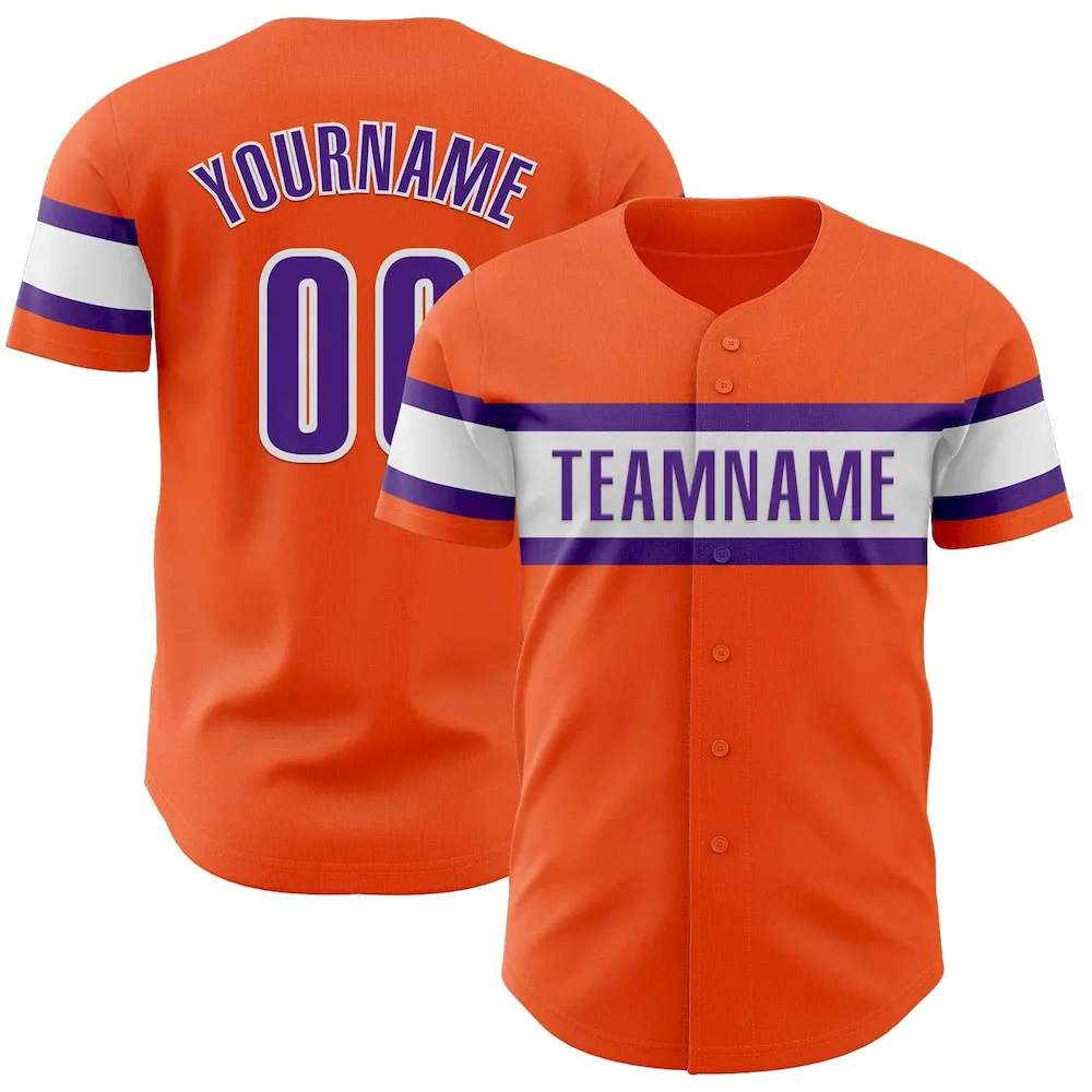 Orange0459.webp Custom Orange Purple-White Authentic Baseball Jersey - Image 1