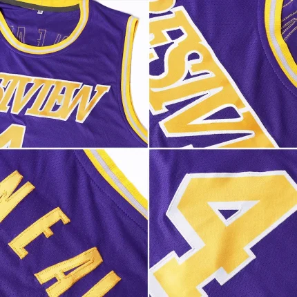 Custom Purple White-Gray Authentic Throwback Basketball Jersey - Image 5