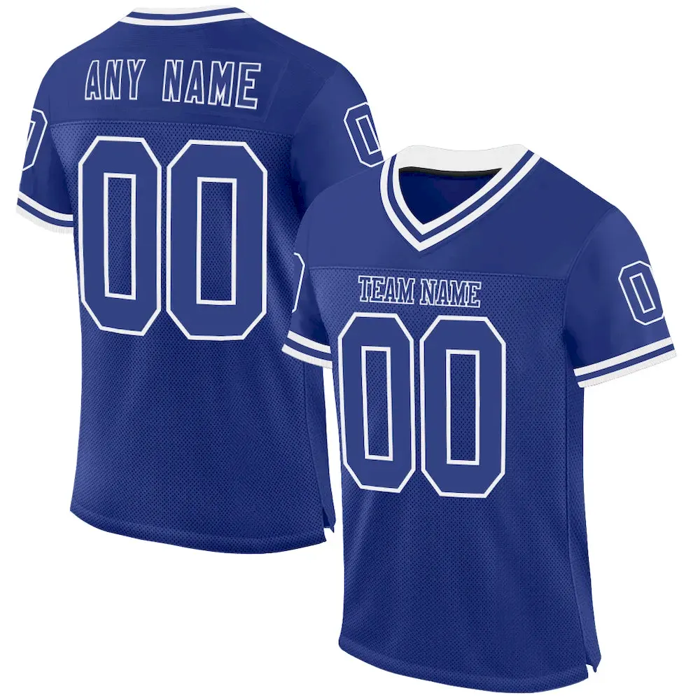 Royal0783.webp Custom Royal White Mesh Authentic Throwback Football Jersey - Image 1