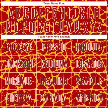 Custom Red Gold-White Abstract Network Splash Sublimation Soccer Uniform Jersey - Image 5