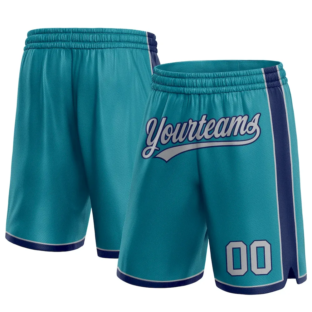 Teal0197.webp Custom Teal Gray-Navy Authentic Basketball Shorts - Image 1