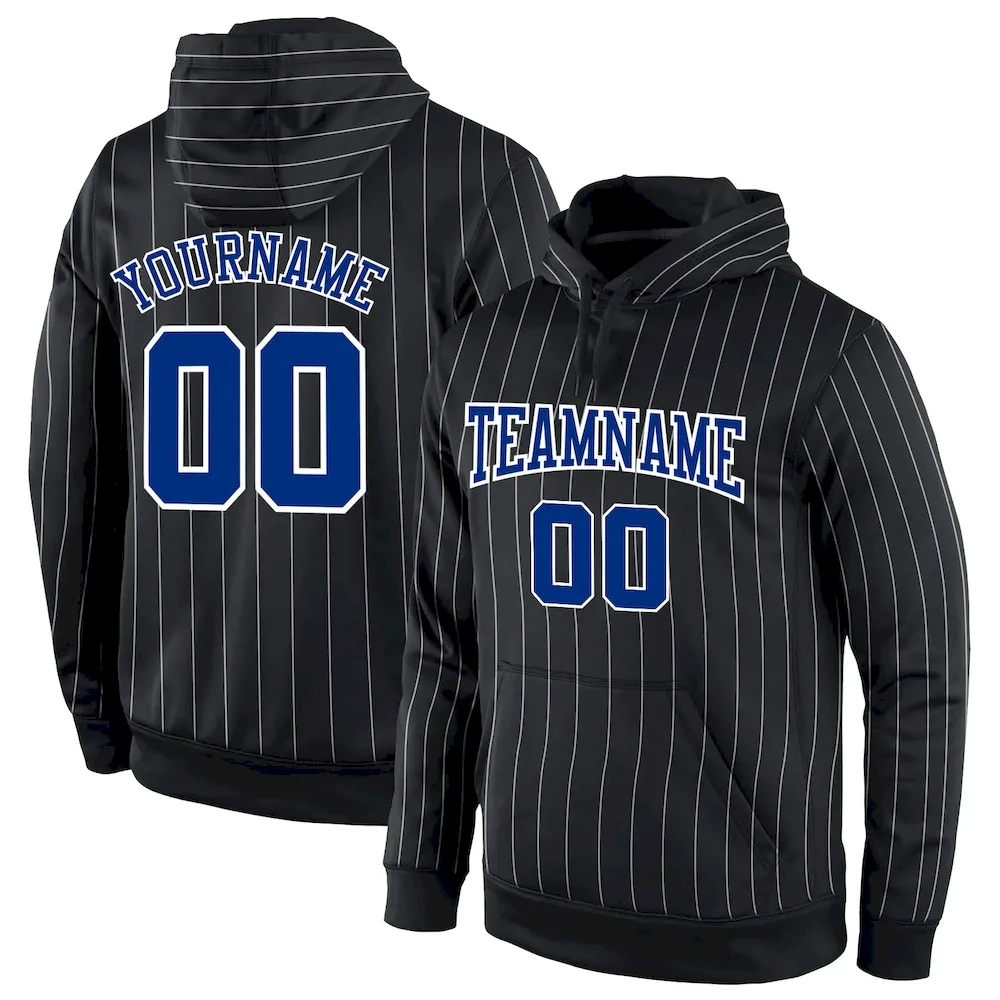 black_0693_daaed61b-b723-40d1-b6d5-5aa7bd234220.webp Custom Stitched Black White Pinstripe Royal-White Sports Pullover Sweatshirt Hoodie - Image 1