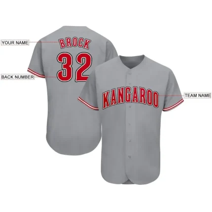 Custom Gray Red-White Baseball Jersey - Image 3