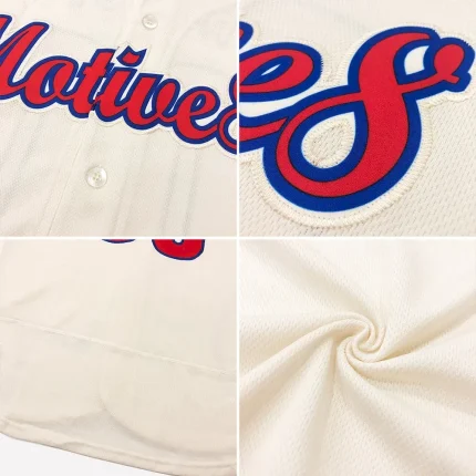 Custom Cream Red-Navy Authentic Baseball Jersey - Image 6