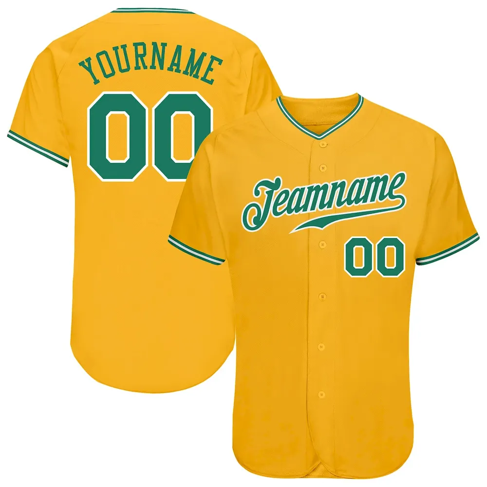 gold_0106.webp Custom Gold Kelly Green-White Authentic Baseball Jersey - Image 1
