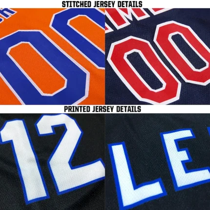 Custom Black Powder Blue-Orange Baseball Jersey - Image 6