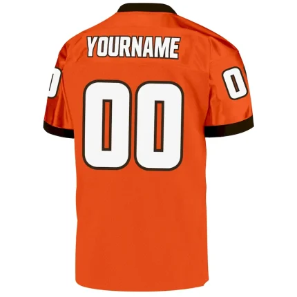 Custom Orange White-Brown Mesh Authentic Throwback Football Jersey - Image 3