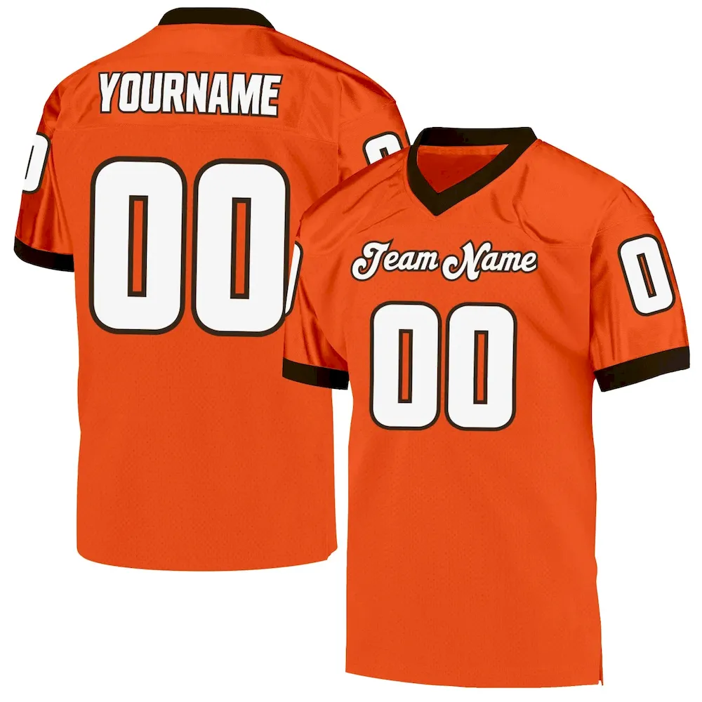 orange_0102.webp Custom Orange White-Brown Mesh Authentic Throwback Football Jersey - Image 1